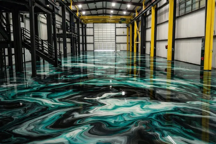 Decorative Pour polyaspartic floor