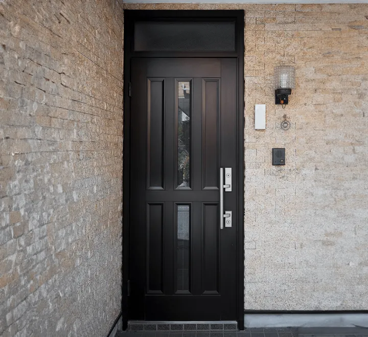 Resprayed black front door