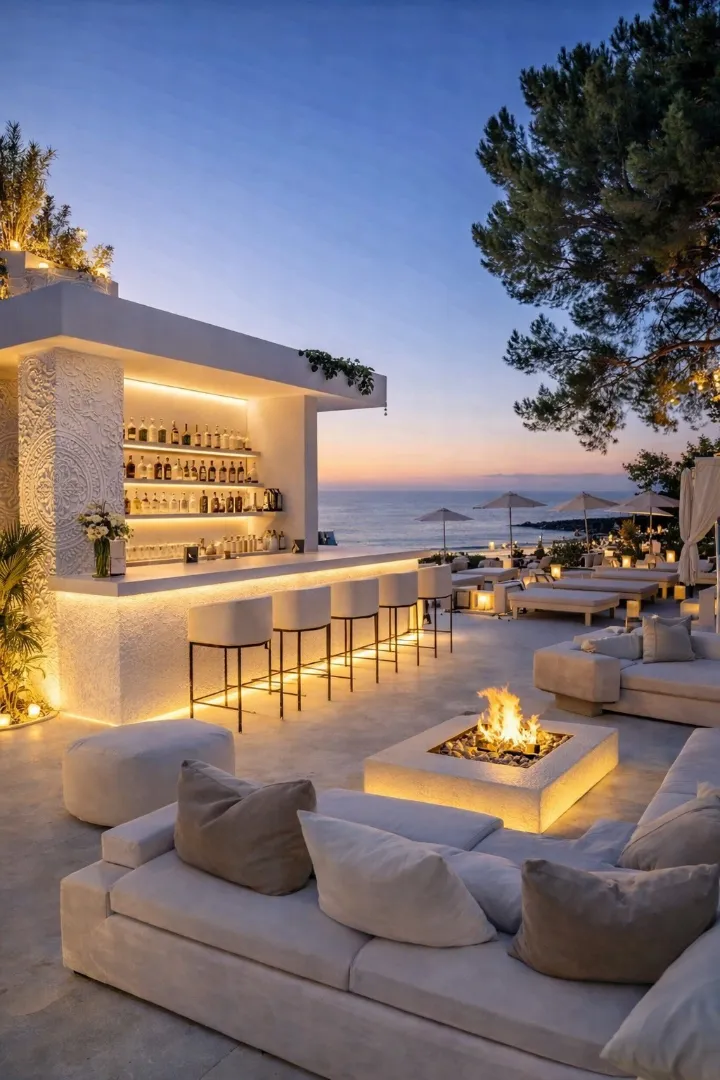 Rooftop bar finished in Spray Stone